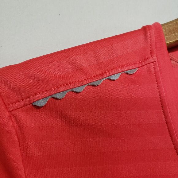 Saucony Womens RunDry Bright Pink Coral Striped Running Shirt Reflective M - Picture 4 of 9